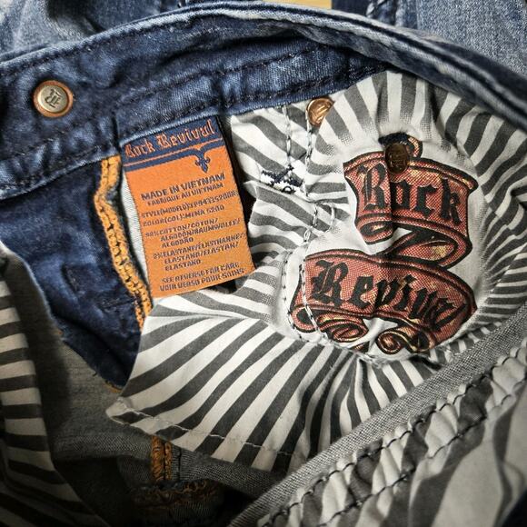 Rock Revival Mena Skinny Jeans sz 25 Dark Wash Blue Distressed Low Rise Stretch - Picture 11 of 16